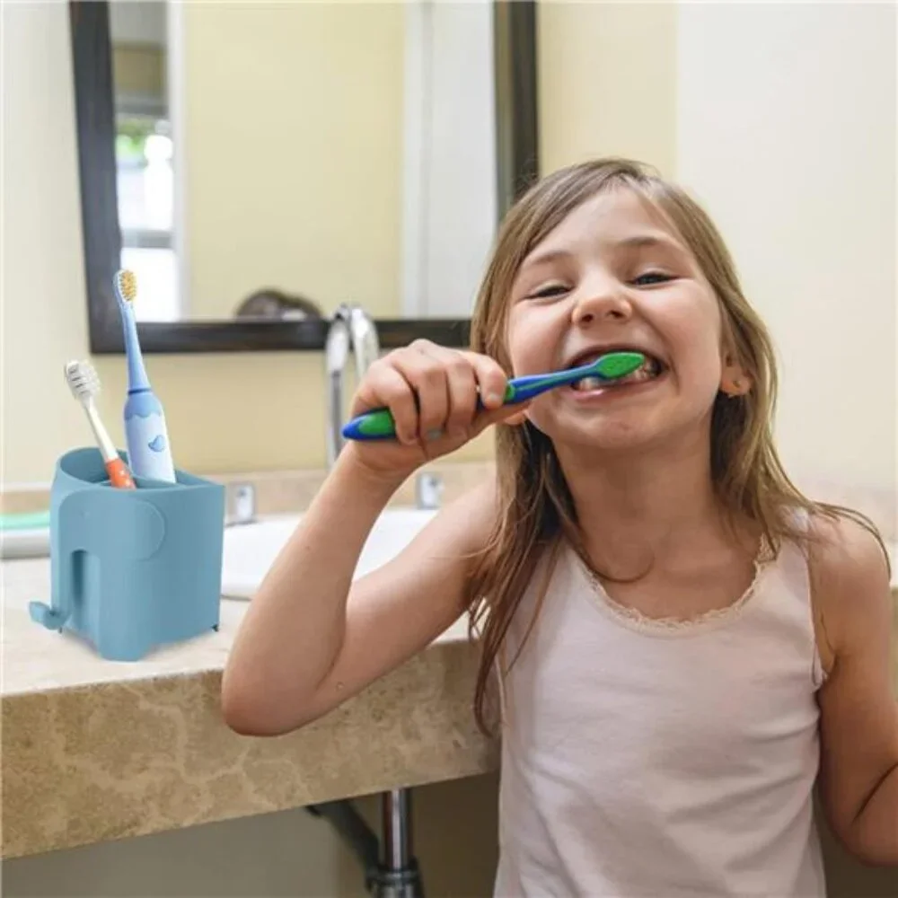 Kids Toothbrush Holder Elephant Bathroom Organizer Suction Wall Toddler Hook